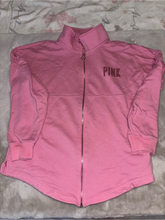 PINK Victoria's Secret Tops - PINK Victoria's Secret Pink Full-Zip Stand Collar Sweatshirt